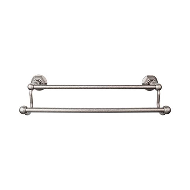 Top Knobs Edwardian Bath Towel Bar 30 Inch Double - Hex Backplate Antique Pewter