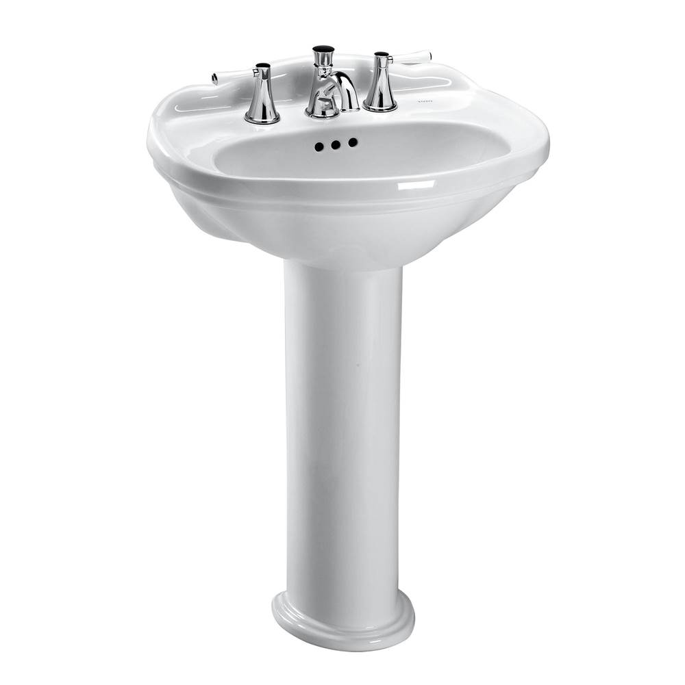 TOTO Toto® Whitney® Oval Pedestal Bathroom Sink For 4 Inch Center Faucets, Cotton White
