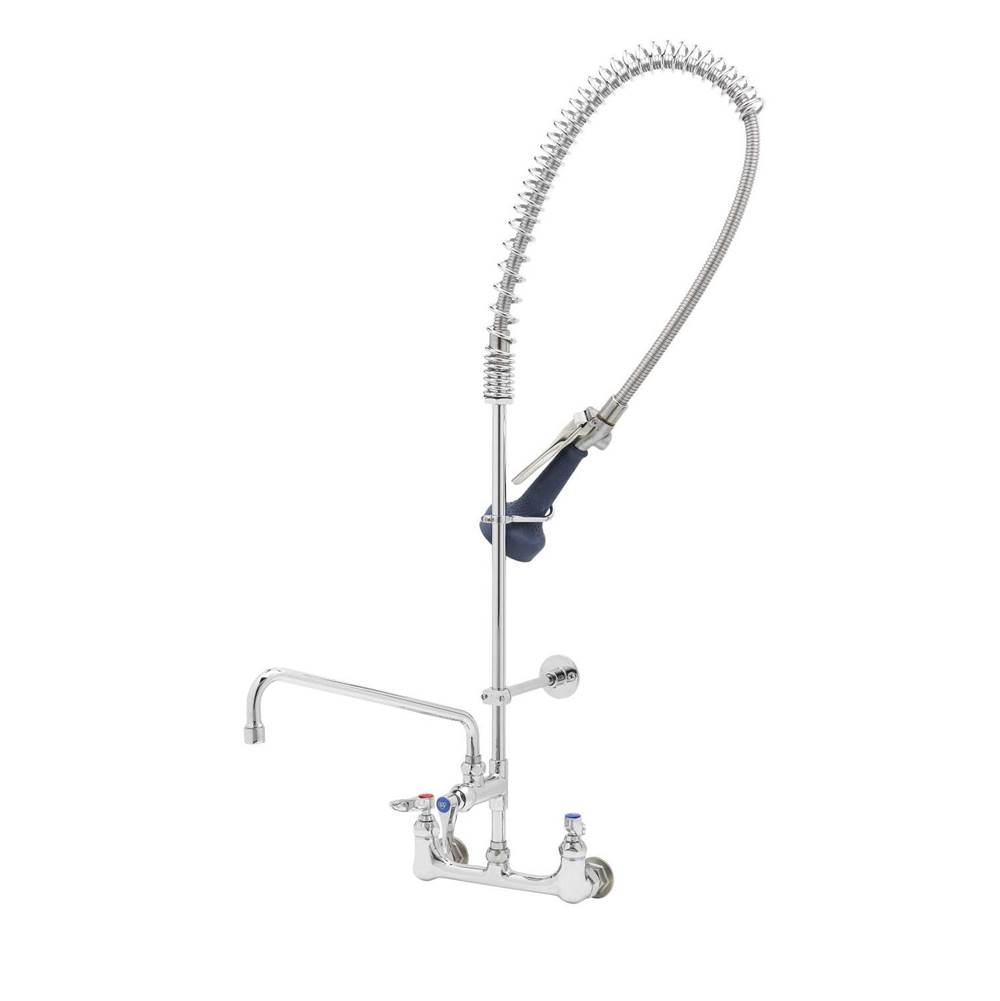 T&S Brass EasyInstall Pre-Rinse, Spring Action, 8'' Wall Mount, 12'' ADF Nozzle, Wall Brkt, B-0108-C Low Flow Spray Valve