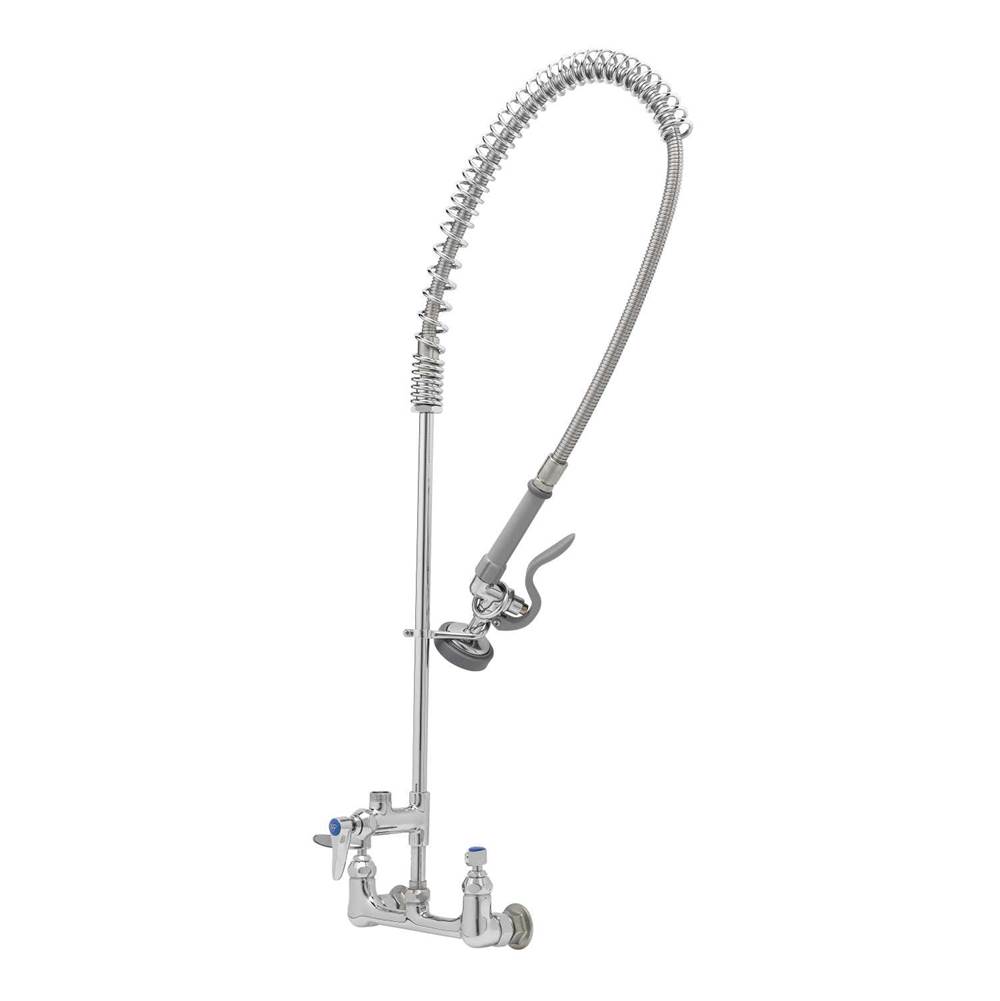 T&S Brass EasyInstall Pre-Rinse, Spring Action, Wall Mount, 8'' Centers, Add-On Faucet Less Nozzle