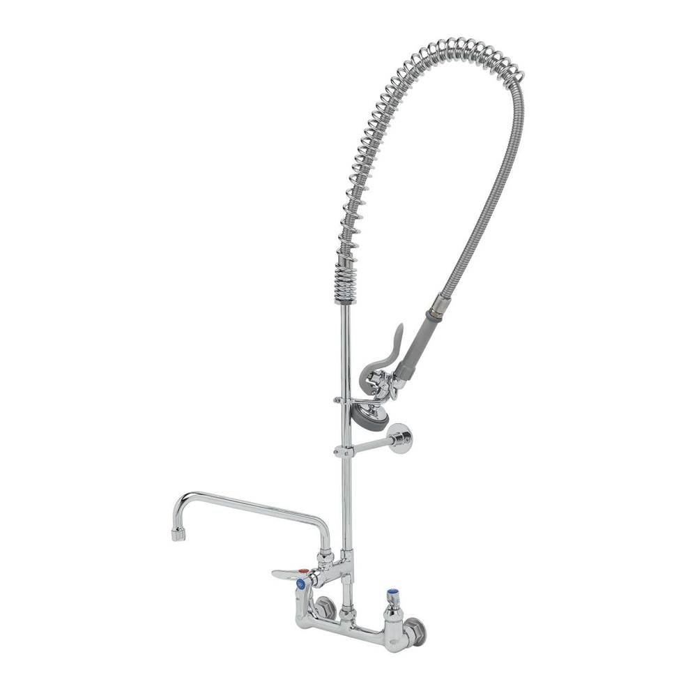 T&S Brass EasyInstall Pre-Rinse, Spring Action, 8'' Wall Mount Base, 10'' Add-On Faucet, Wall Bracket