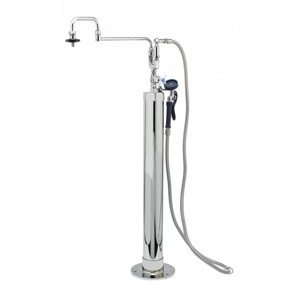 T&S Brass Kettle Kaddy, 18'' Double Joint Nozzle, Spray Valve and 104'' Hose, Single Control