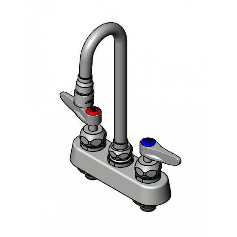 T&S Brass Workboard Faucet, 4'' Deck Mount, Ceramas, Swivel Gooseneck, 1.0 GPM VR Aerator