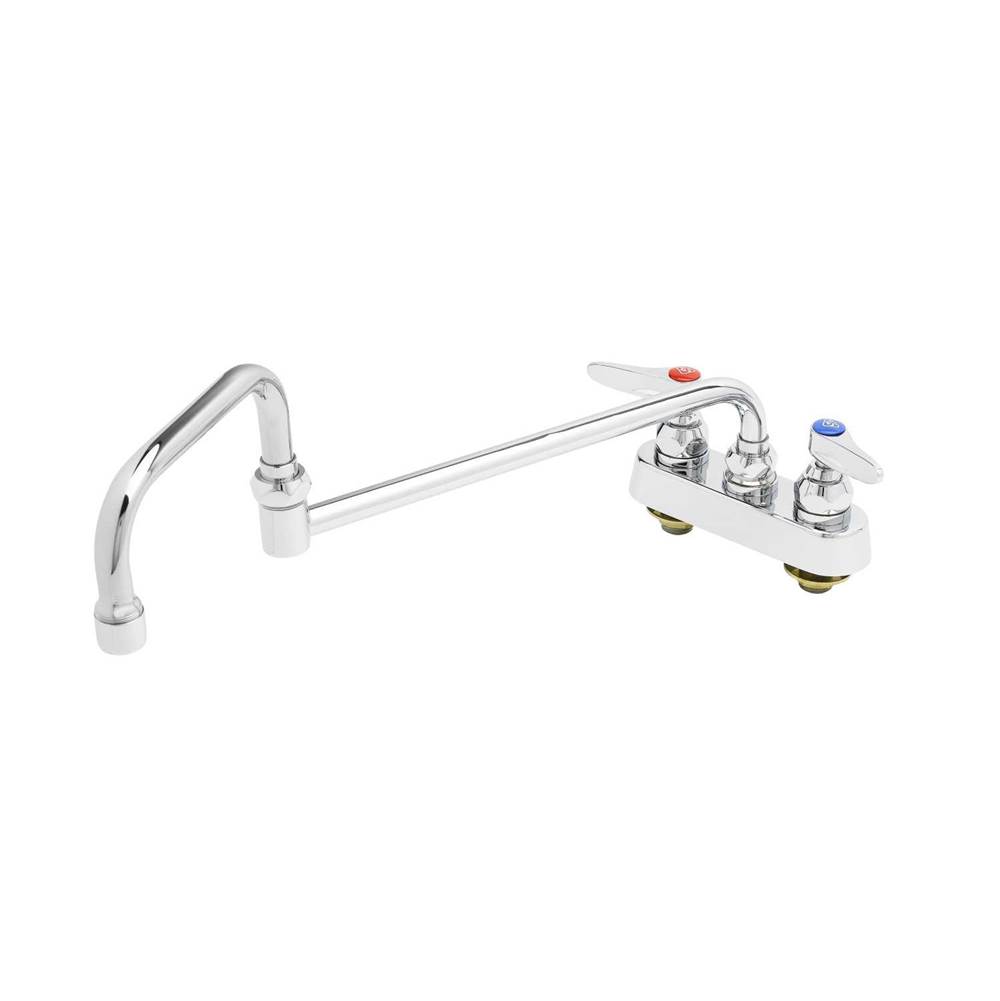 T&S Brass Workboard Faucet, Deck Mount, 4'' Centers, 18'' Double Joint Nozzle, Lever Handles