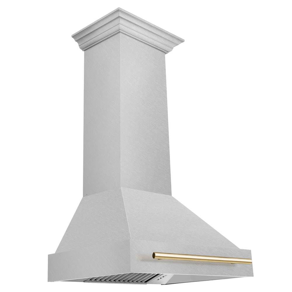 Z-Line 30'' Autograph Edition DuraSnow® Stainless Steel Range Hood with DuraSnow® Stainless Steel Shell and Gold Handle