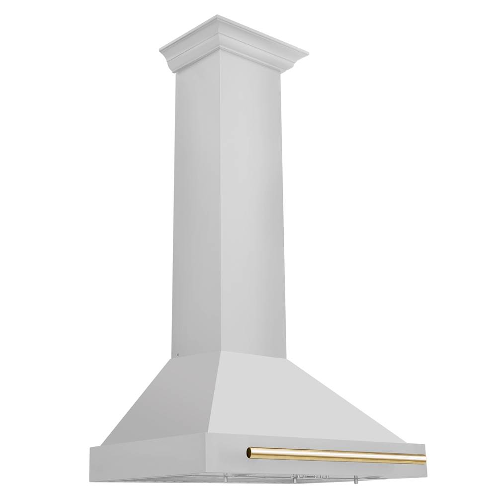 Z-Line 30'' Autograph Edition Stainless Steel Range Hood with Stainless Steel Shell and Gold Handle
