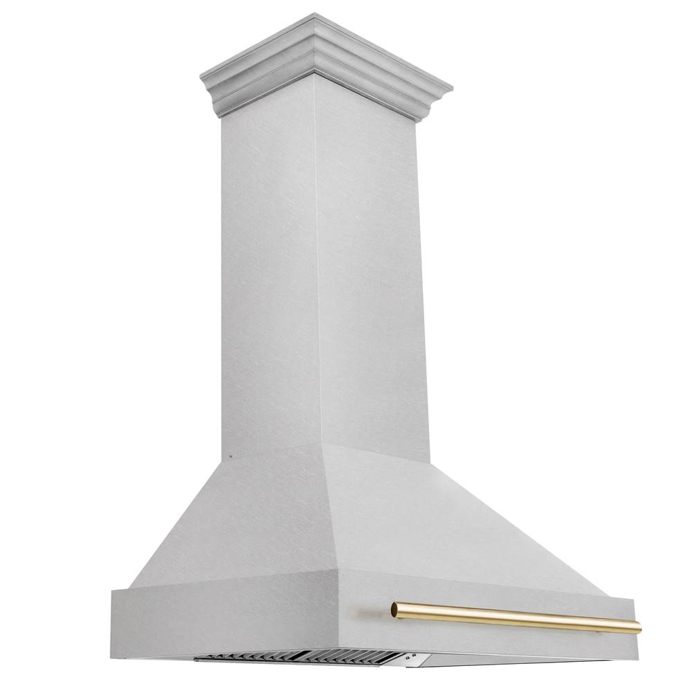 Z-Line 36'' Autograph Edition DuraSnow® Stainless Steel Range Hood with DuraSnow® Stainless Steel Shell and Gold Handle