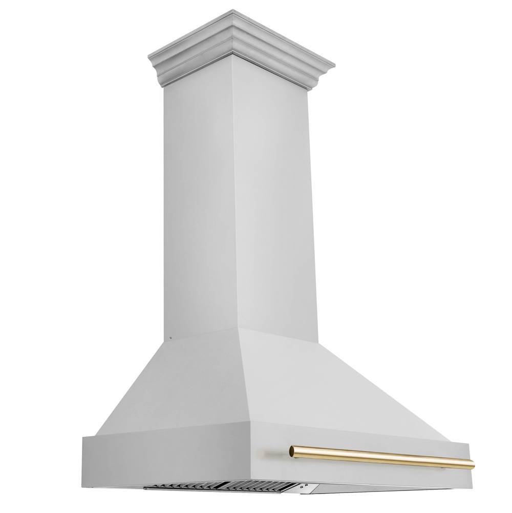 Z-Line 36'' Autograph Edition Stainless Steel Range Hood with Stainless Steel Shell and Gold Handle