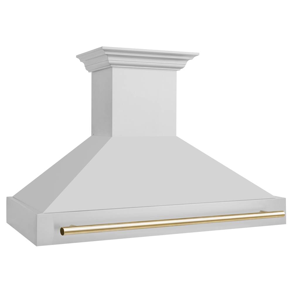 Z-Line 48'' Autograph Edition Stainless Steel Range Hood with Stainless Steel Shell and Gold Handle